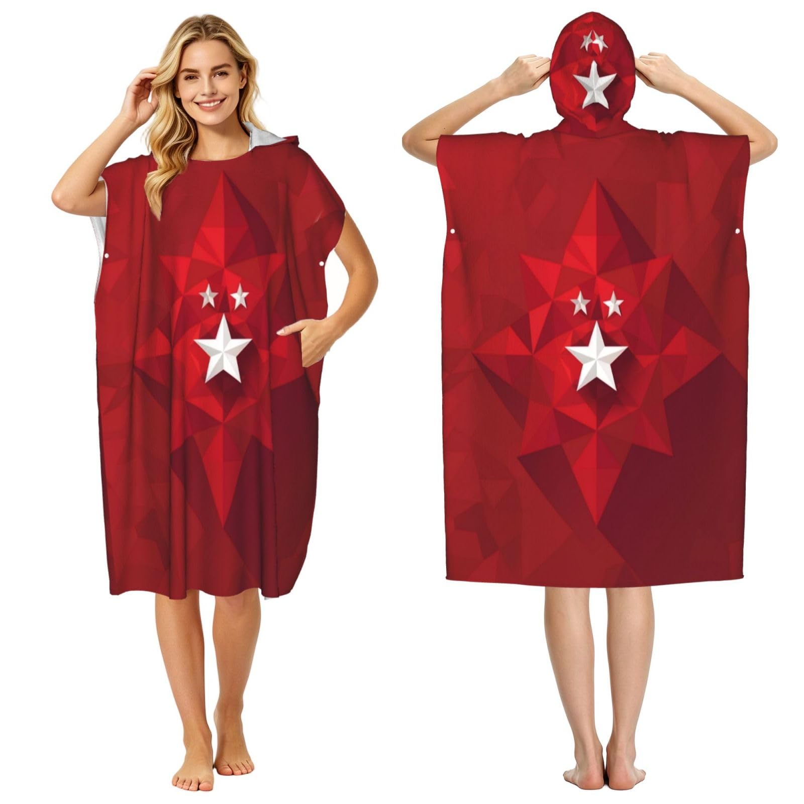 DTHKJNLSF Arkansas State Flag Adult Hooded Beach Poncho Towel