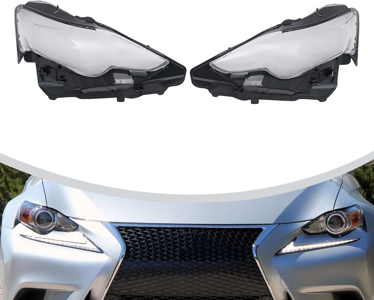 1 Pair Headlight Lens Covers for 2014 2015 2016 Lexus IS250/300/350 Clear Headlights Headlamps Lenses Covers Left Drive Side & Right Passenger Side LH+RH Set