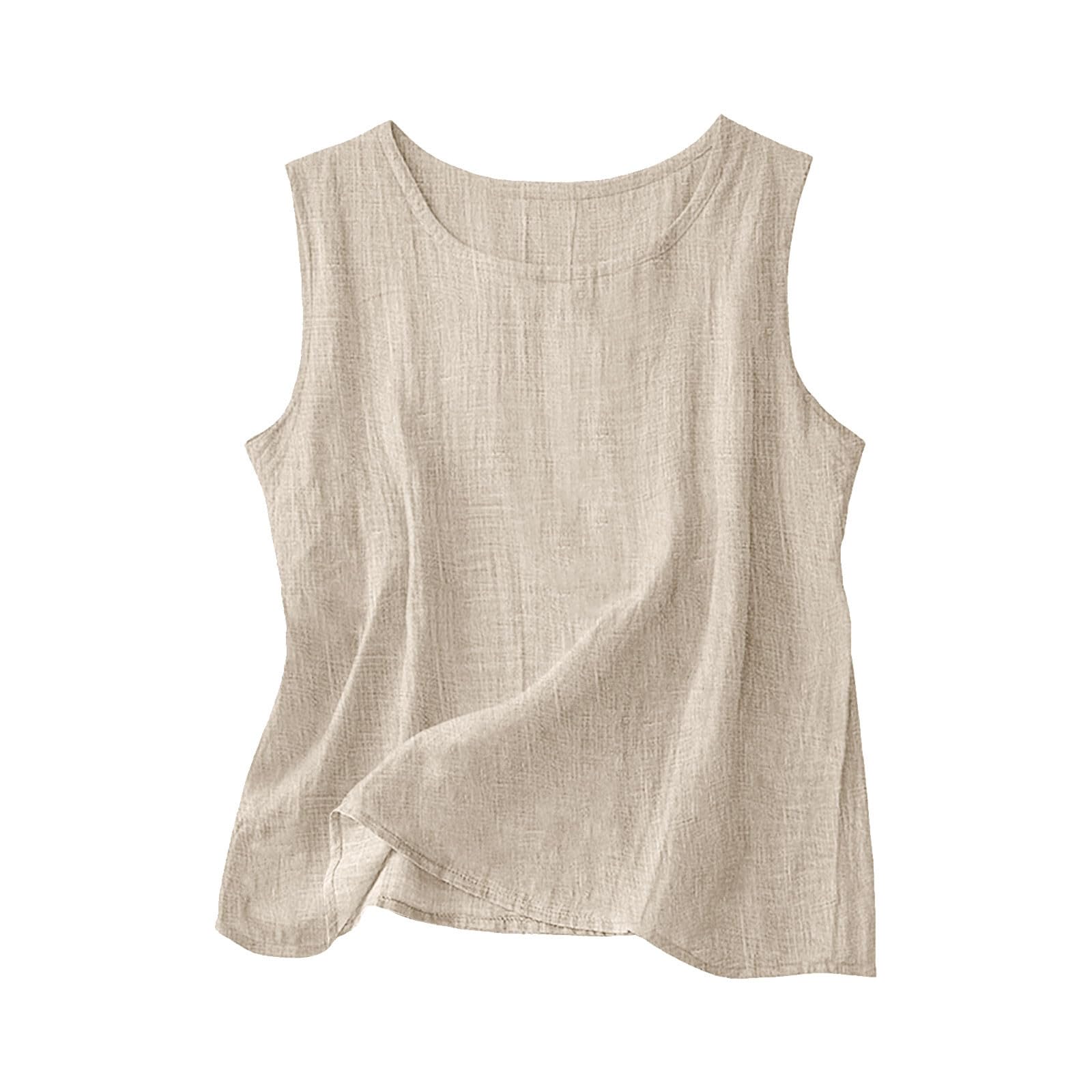 Linen Shirts for Women Linen Crewneck Tank Tops 2026 Spring Summer Beach Sleeveless Tops 2026 Fashion Vacation Shirts — view 18