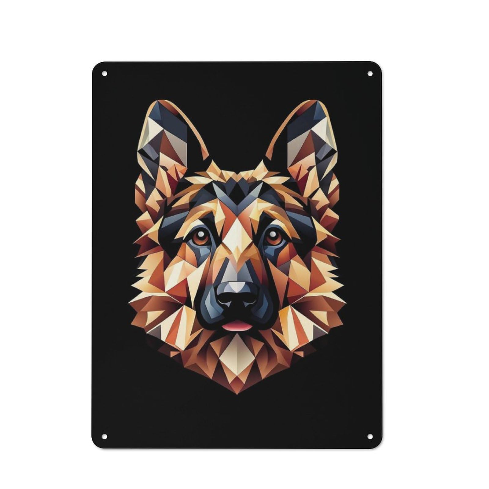 Junmoney Style-22 Geometric German Shepherd Printed Tin Plaque, Small Wall Accent For Coffee Corner, Diner Or Kitchen Decor, 40X30cm