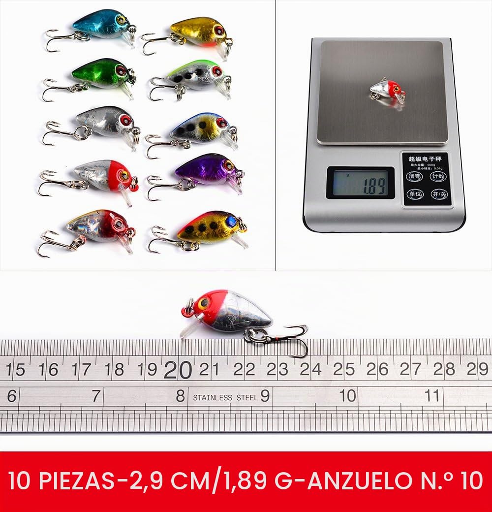 56PCS Señuelos de Pesca con Ganchos, Cebos Artificiales, Swimbait, Manivela, Cucharillas y Accesorios para la Pesca #6