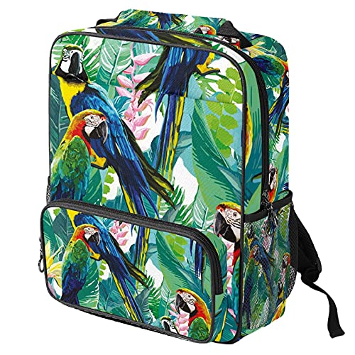 Sac à dos ordinateur tendance perroquet et plantes pour le bureau et fac