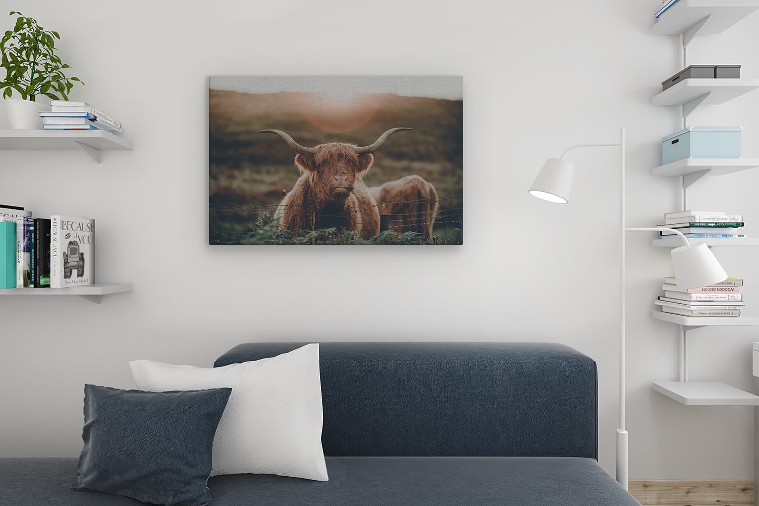 Artaza Cuadros Decoración Salón Modernos Vaca Highland - 90x60 cm - Cuadros Animales - Lienzo Animales - Decoración Pared - Cuadros Decorativos