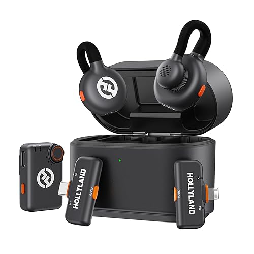 Hollyland Lark M2S Ultimate Combo (Camera RX+USB-C RX+Lightning RX) Wireless Lavalier Microphone for iPhone/Camera/Android/PC, Compact Mic, Titanium Clip, Noise Cancelling, Content Creation - Black - Lark M2S (Camera RX+Type-C RX+Lightning RX)