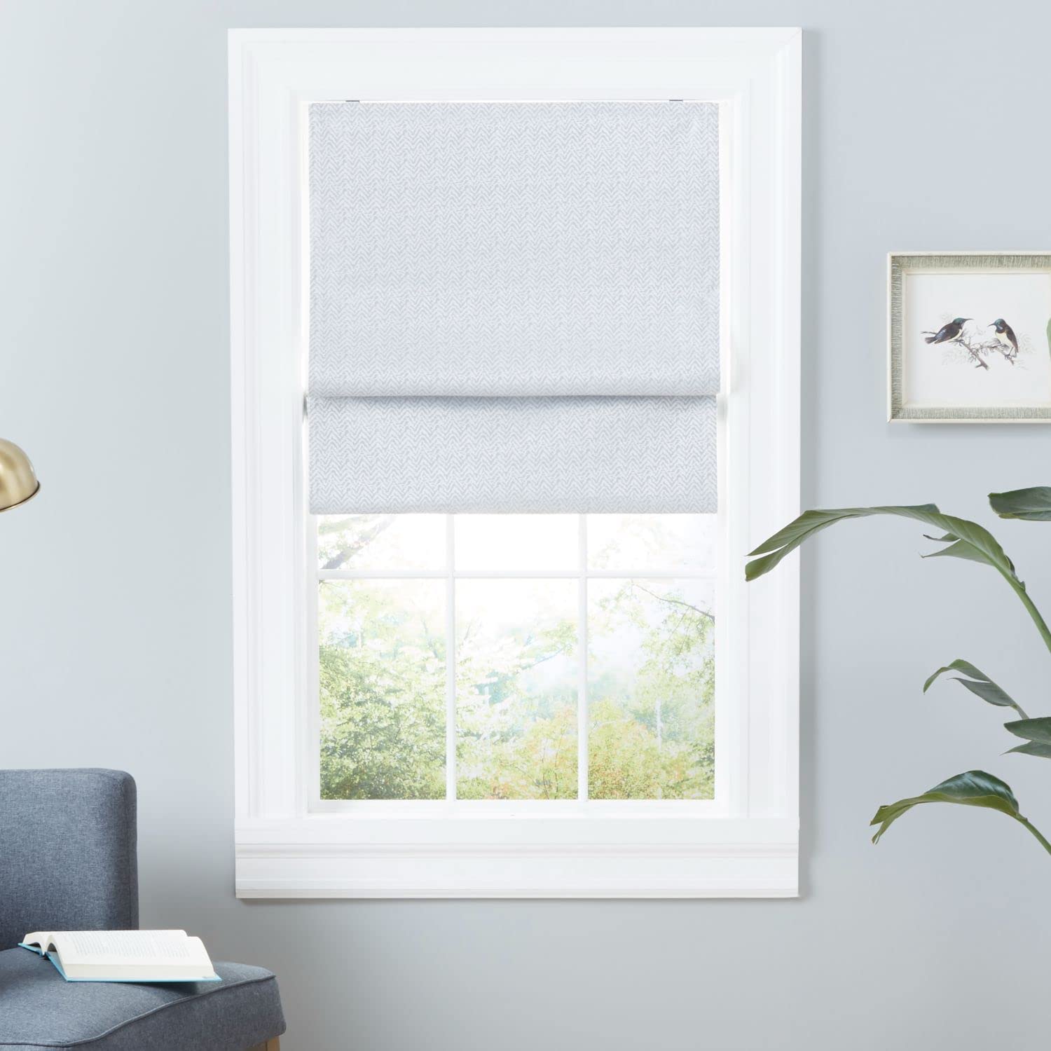 Esme Total Blackout Roman Shade, 31"x64", Silver