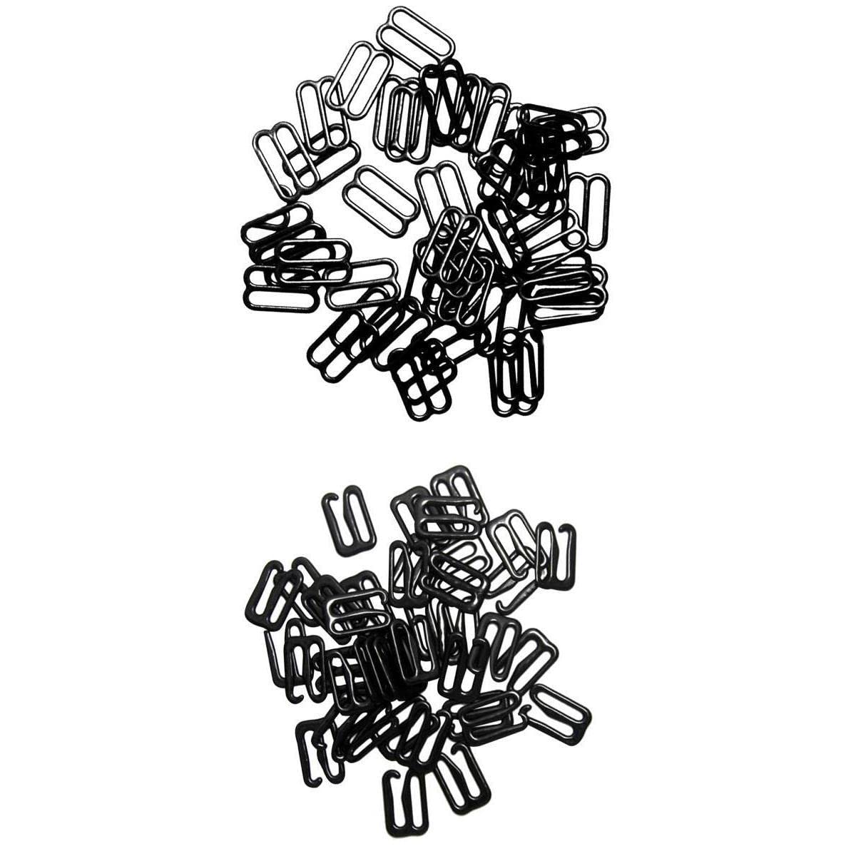 Loom Tree 200 Pieces Bra Strap Adjuster Lingerie Slider Buckle Hooks Bikini Fastener -Black 15mm-image-35