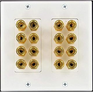 Speaker Wall Plate 16 Post for 8 Speakers and Color Coded for Home Theater System Dolby Audio Sound Our Speaker Wall Plates Provide an Easy Professional Clean Look.