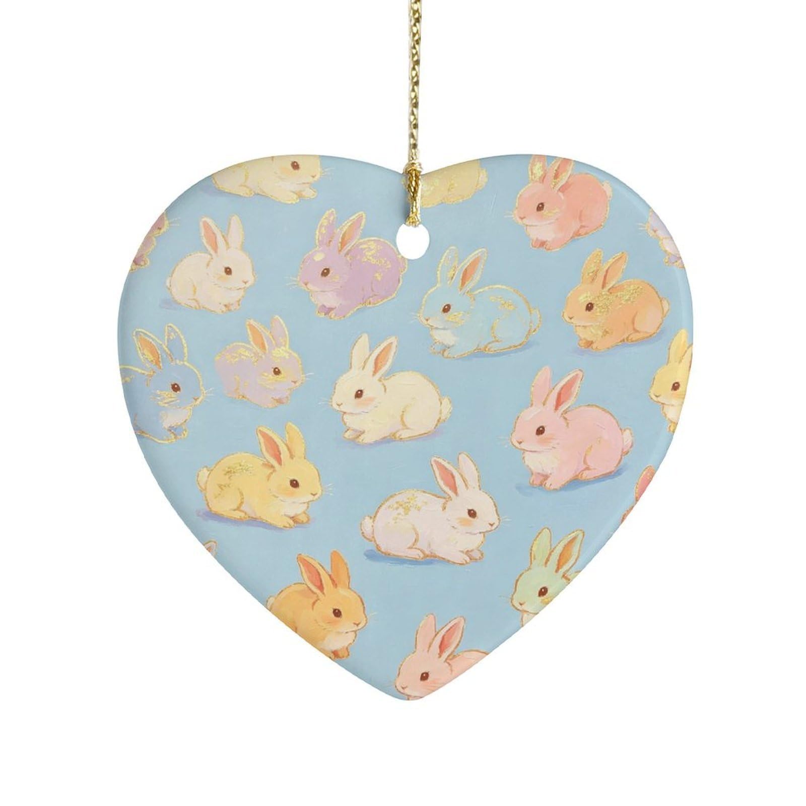 Fekiloot Style Cute Little Bunny Ceramic Ornament Home Decor Keepsake
