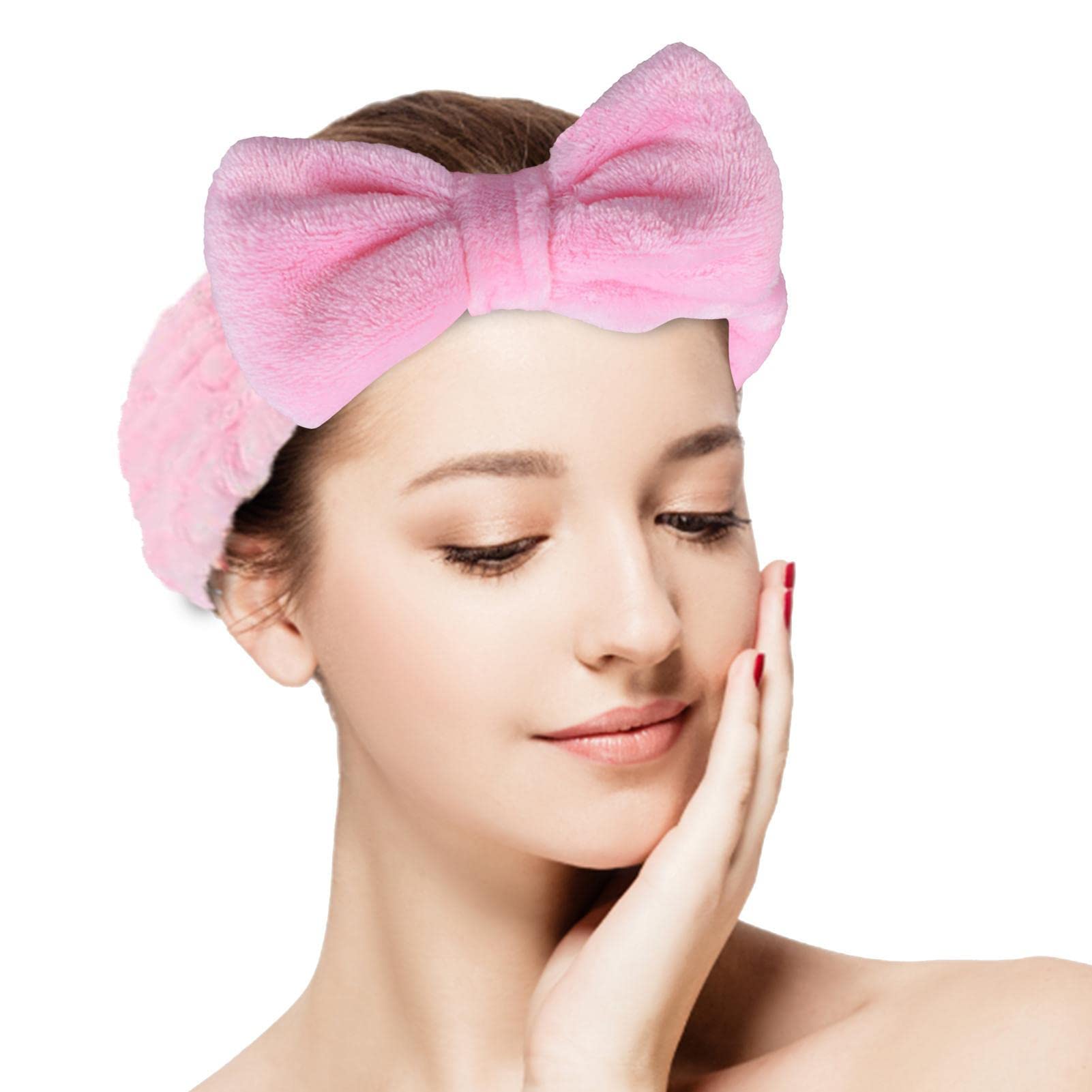 Fasce per capelli ad arco Spa, estremamente morbide con papillon, fasce per lavaggio del viso, comode da lavare, trucco, doccia, cura del viso, spa, fascia spessa per ragazze Lingjiong