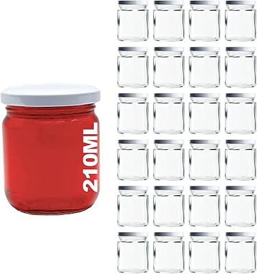 casavetro Trasparente Tappo A Vite Bottiglie di Vetro vuote 67, 105, 210, 300 ml - Riutilizzabile Twist off coperchi - Tenuta d'Aria Coperchio in Metallo per Kombucha Birra a casa Acqua (24 x 210 ml)