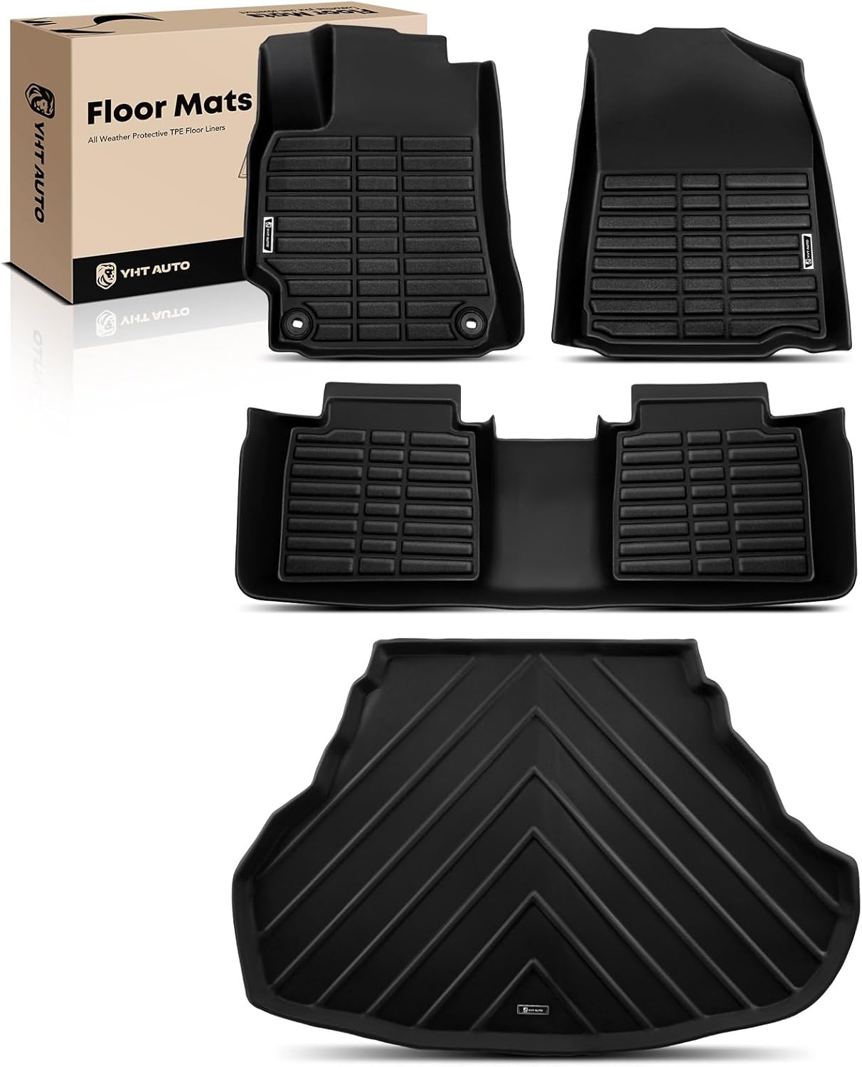yhtauto floor mats & cargo mat fit 2012-2017 toyota camry, tpe all weather car mats waterproof anti-slip odorless floor liner, interior car accessories 2012-2017 floor & cargo mats