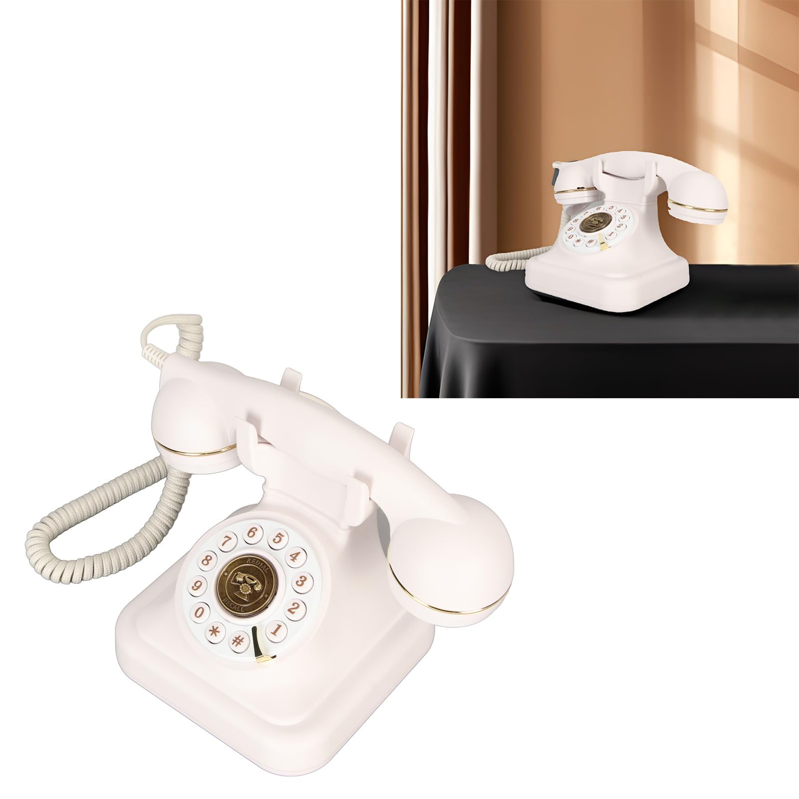 Keenso Retro Vintage Dekoracyjny Telefon Stacjonarny Ogromny Duży Guziki Telefon dla Osób Starszych w Hotelowym Biurze Gospodarstwa Domowego, materiał ABS