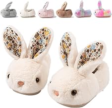 Nasogetch Boys Girls Plush Winter Warm Slippers Non-Slip Sweet Bunny Beige Q., 19/20 EU, Beige Q, 19/20 EU