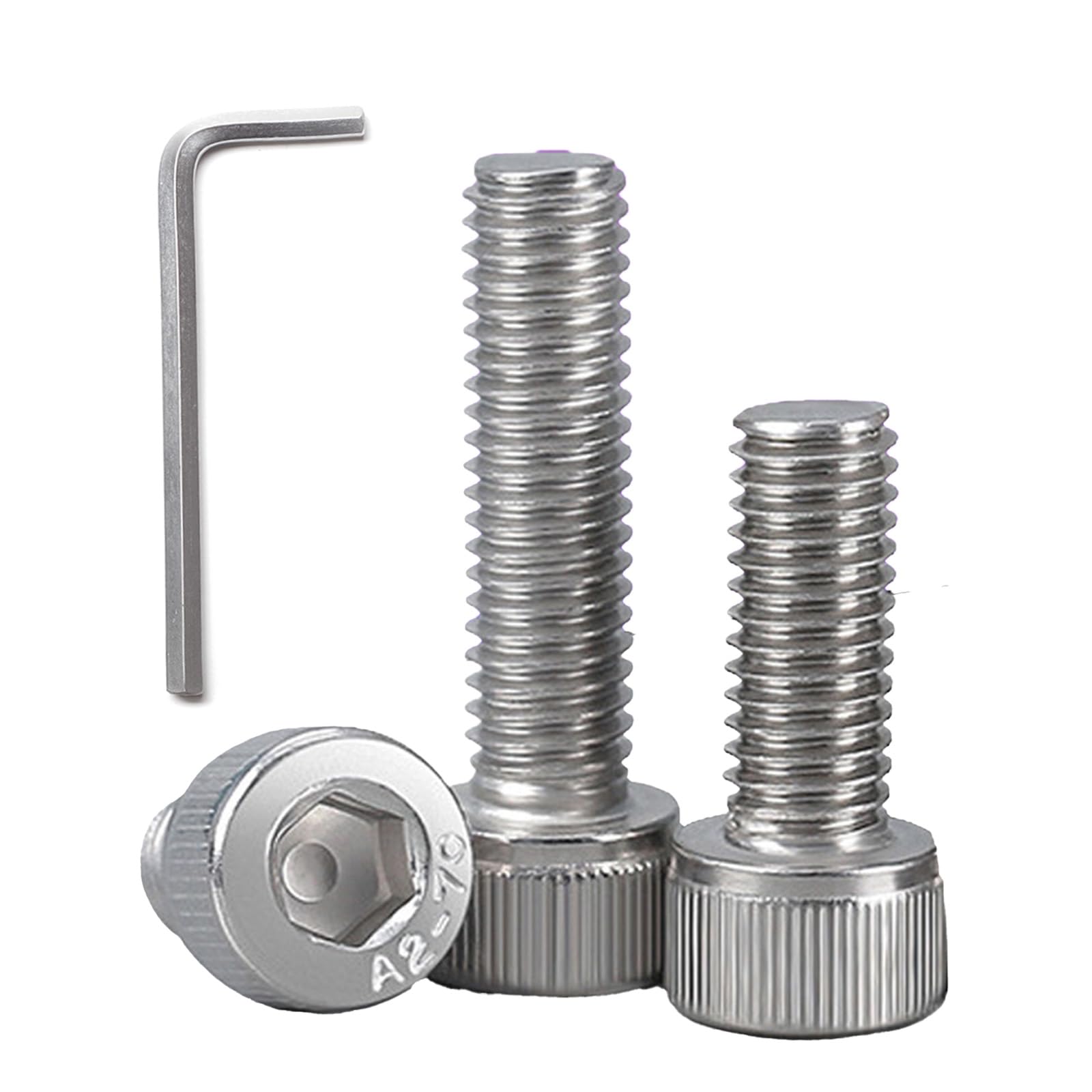 BACSHBY 10 Stück M8 x 50 mm Zylinderschrauben mit Innensechskant, Flachkopf Edelstahl A2 V2A, Vollgewinde Schrauben Zylinderkopfschrauben Innensechskantschrauben mit Schraubenschlüssel