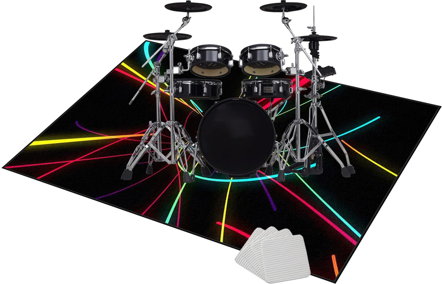 Qivstxug Drum Carpet, Drum Rug Drum Mat Soundproof Mat, E-drum Rug Non Slip Drum Blanket, Drum Accessories for Electric Drums Jazz Drum Set, Soundproof Rug for Piano Guitar Record Room 100 x 80 cm
