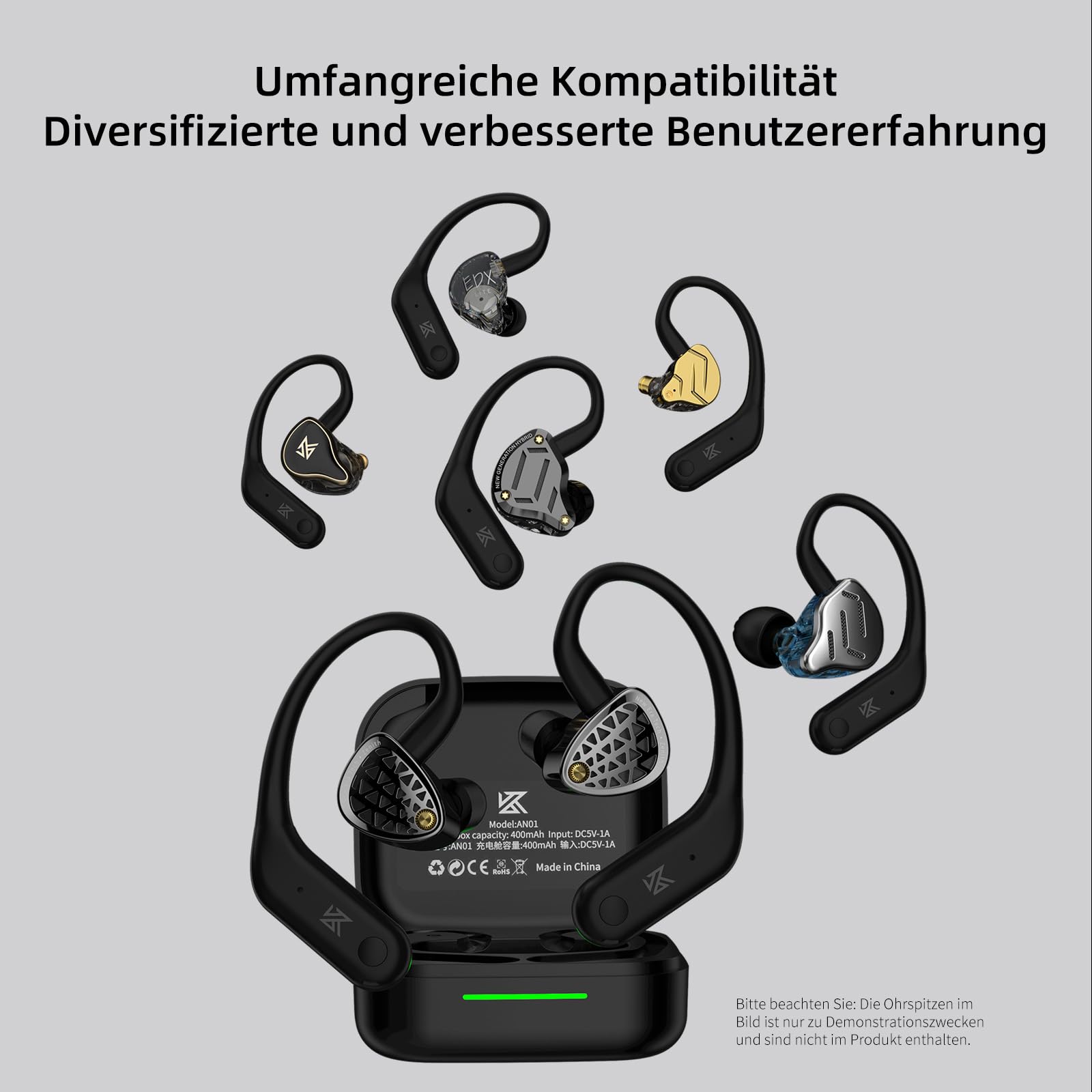 KZ AN01 IEM Adattatore Bluetooth per cuffie, Modulo per cuffie Bluetooth 5.4 True Wireless, cuffie wireless con gancio auricolare e cancellazione attiva del rumore (ANC), 40 ore di riproduzione