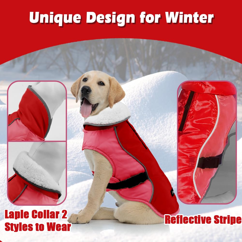 EMUST Cappotto invernale per cani, spesso antivento, invernale, per cani di taglia piccola, media e grande, arancione, XXL