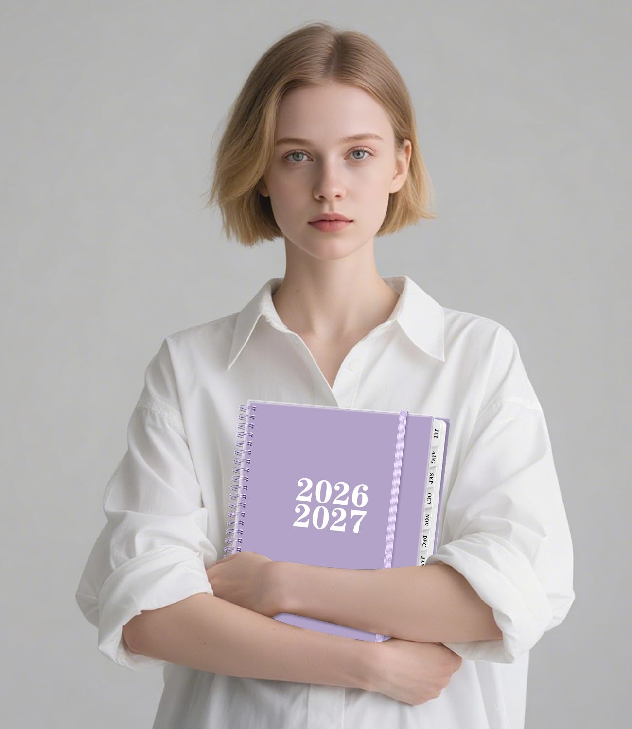 Planer na lata 2026-2027, planer akademicki, lipiec 2026-czerwiec 2027, planery tygodniowe i miesięczne z zakładkami na 12 miesięcy, kieszeń wewnętrzna, 21,6 x 27,9 cm, fioletowy