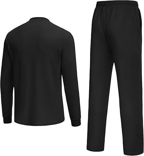 Miniatura 7 de COOFANDY Conjunto deportivo de 2 piezas para hombre, polo, atlético, con cremallera de un cuarto, manga larga, informal, para correr