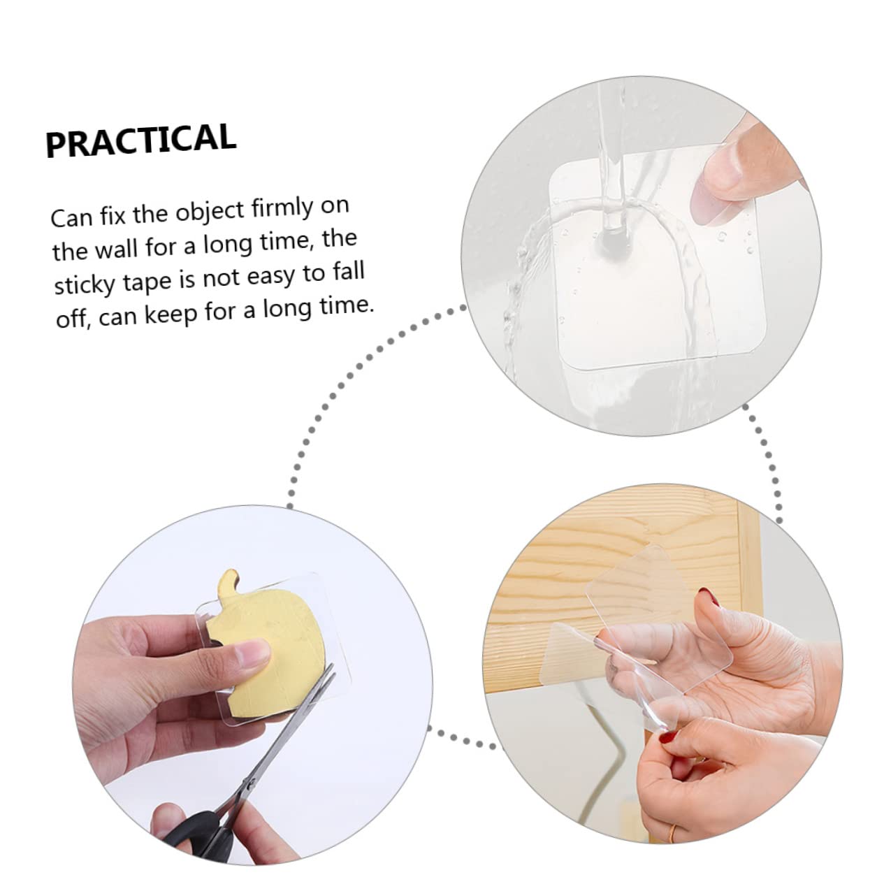 SHINEOFI 200 piezas Cinta Adhesiva Doble Cara Nano Transparente Unidades Cuadrada Fuerte Para Colgar Cuadros y Decoración Pared Sin Daños