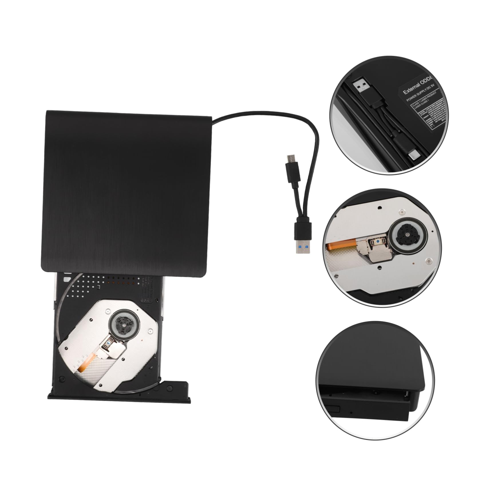 POPETPOP Masterizzatore Dvd Esterno USB Type-c per Desktop e Tablet Nero | Lettura CD e Dvd, Trasferimento Dati Veloce, Plug And Play, Struttura in Plastica e Metallo
