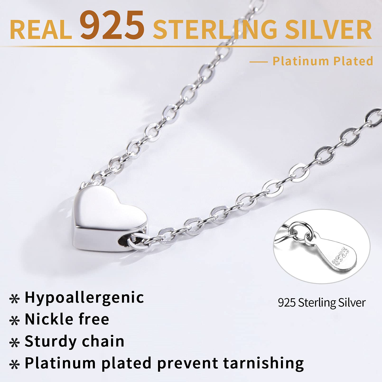 ChicSilver Collana girocollo da donna, argento/placcato oro/rosa oro, gioielli a girocollo con ciondolo a forma di cuore/luna/stella, catenina corta da 40 + 5 cm, regalo per migliore amica, donne e