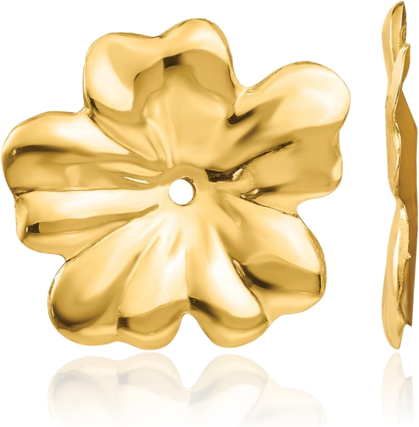 IceCarats 14K Solid Yellow Gold Flower Earring Jackets 11mm 0.4 inch Polished For Her