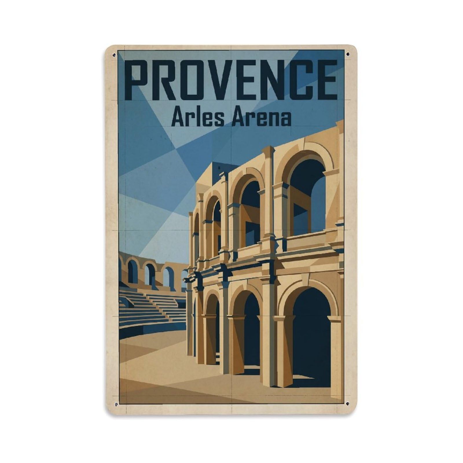 Gead 8X12inch Style Vintage Travel Provence Roman Amphitheatre Metal Tin Sign