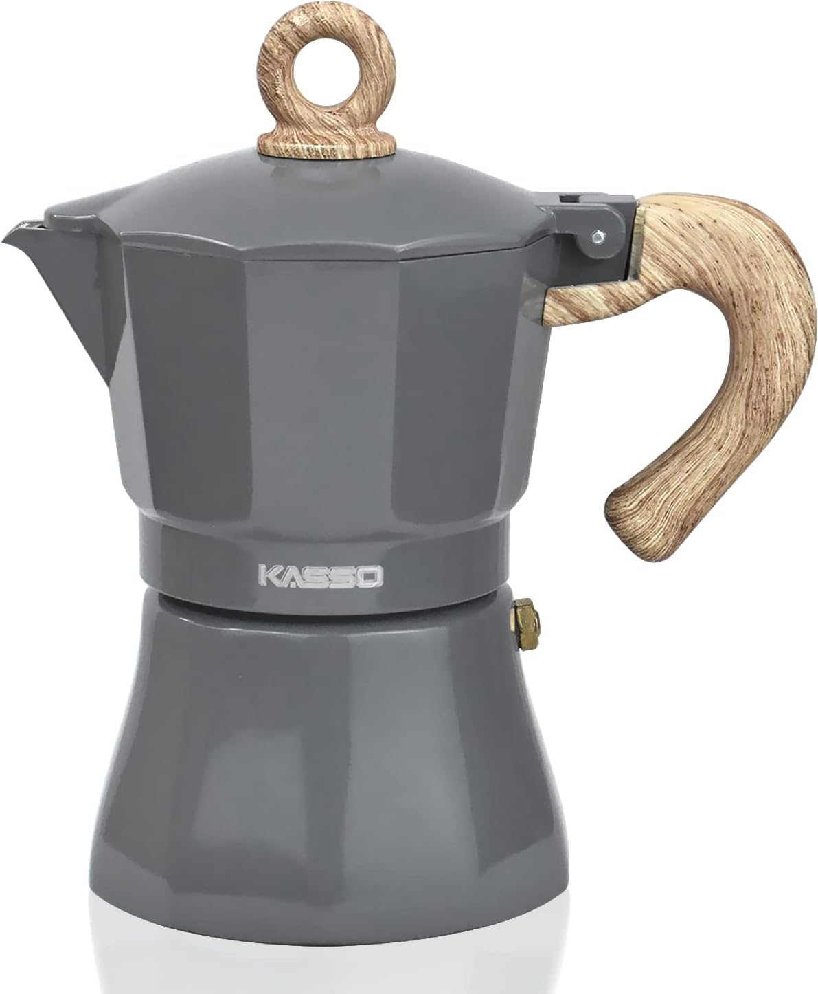 KASSO Stovetop Espresso Maker, Aluminum 6 Cup Express Moka