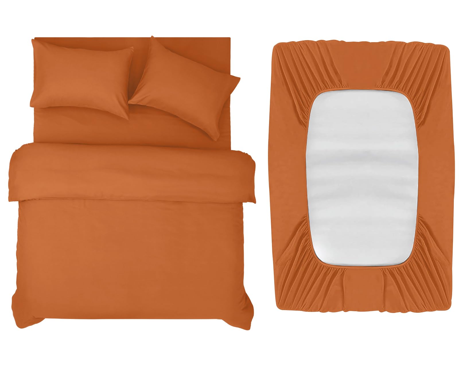 INSPIRE HOMEWARE Double Duvet Set - Duvet Cover,Fitted Sheet with 2 Pillowcases - Premium Brushed Microfiber 4 piece Double Bedding Sets - Rust Quilt Cover Set for All Seasons — image 1