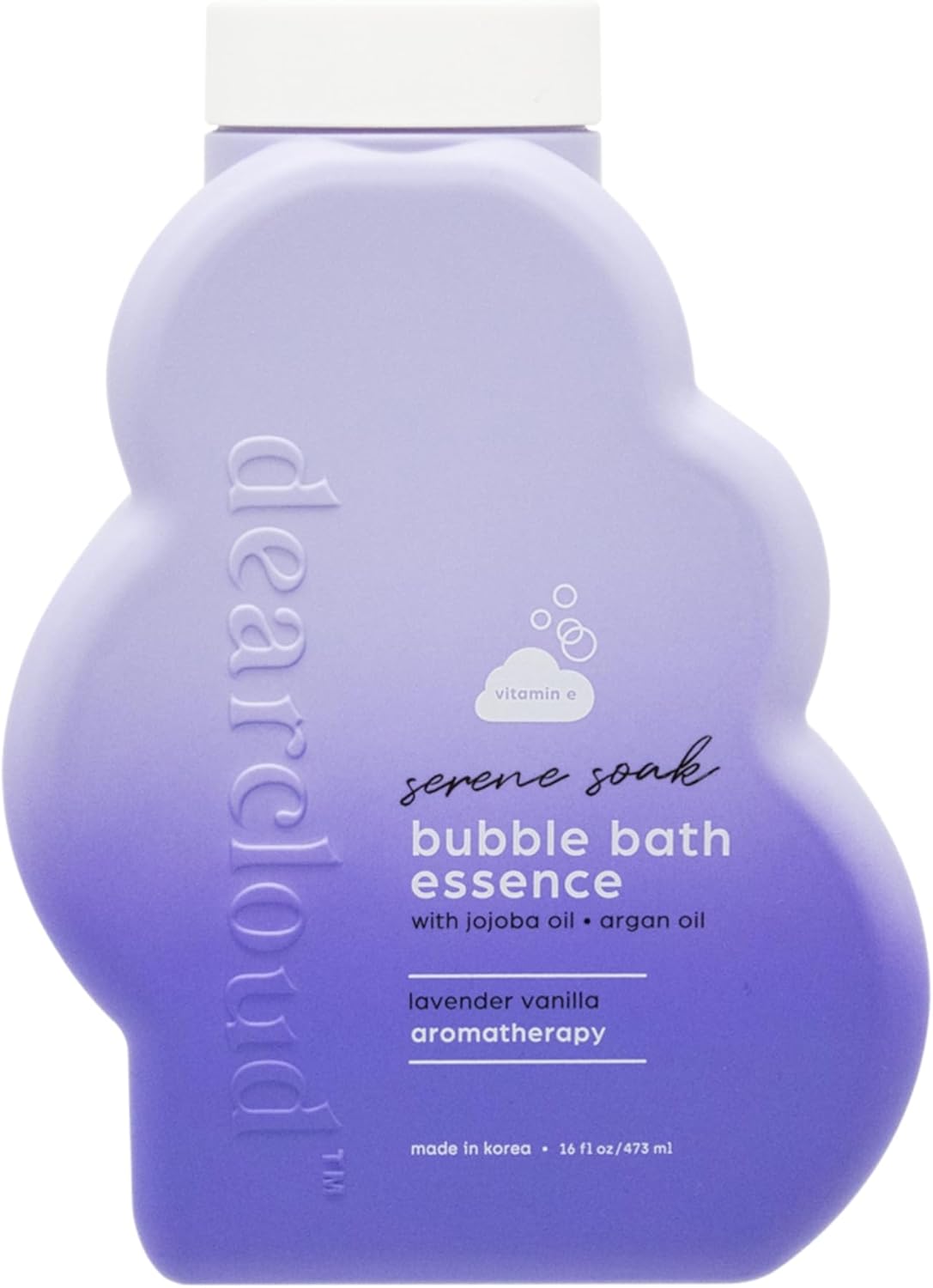 dearcloud Serene Soak Bubble Bath Essence – Bubble Bath with Jojoba Oil, Argan Oil & Vitamin E – Lavender Vanilla (16 fl oz)