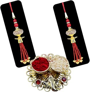 natali traders Handmade Lumba Rakhi for Bhabhi Set of 2 - Latkan Beads Rakhi Combo - Exclusive Rakhi for Women - Designer Rakshabandhan Rakhis with Roli Chawal Chopra-picture-14