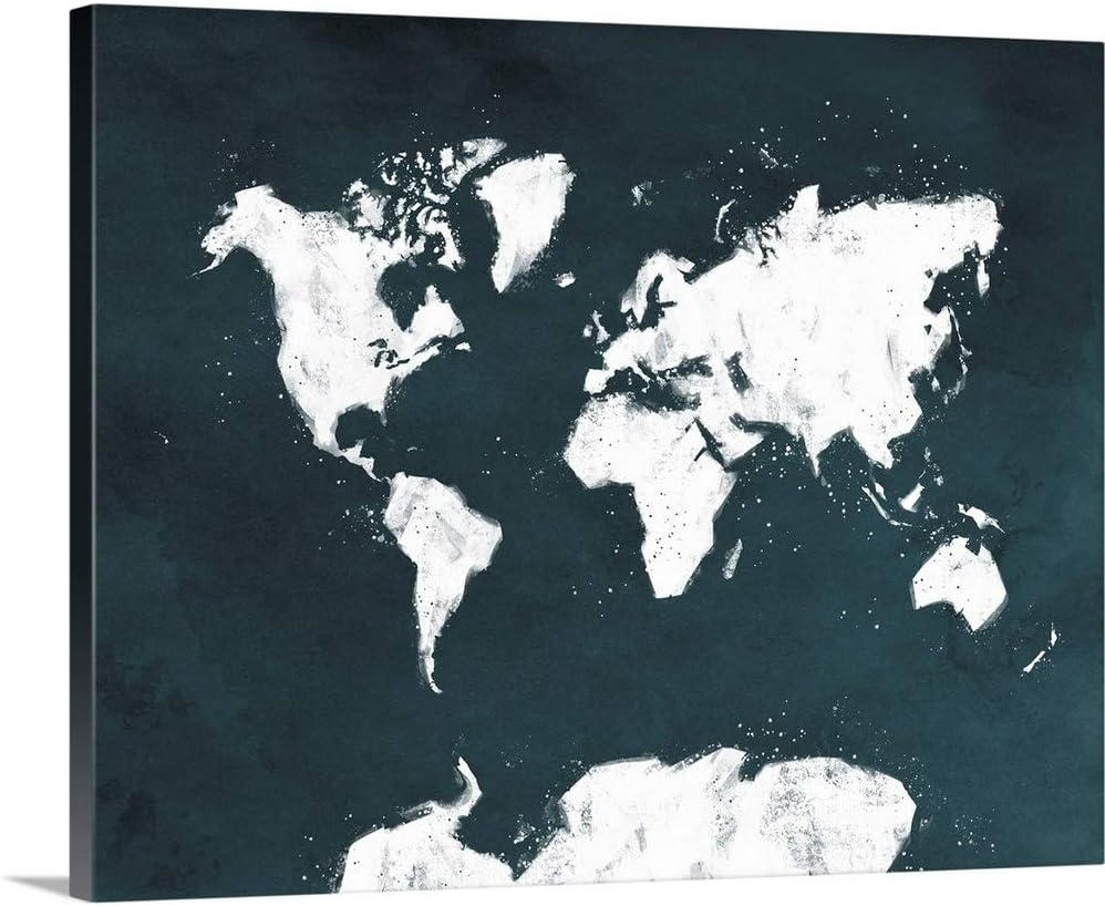 CANVAS ON DEMAND Chalky Sketch of World Map Canvas Wall Art Print by Inner Circle, Home Decor, Artwork,14" x11in