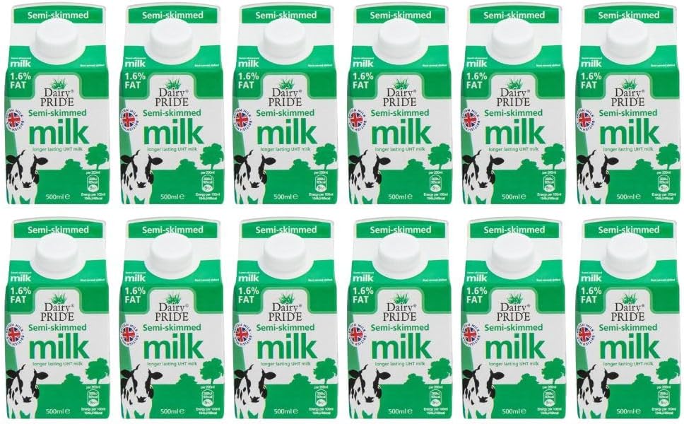 Dairy Pride Semi Skimmed Milk 500 ml (Pack of 12)