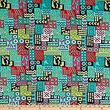 Shawn Pahwa African Print DTY Brushed Nhlahla Green/Turquoise, Fabric by the Yard