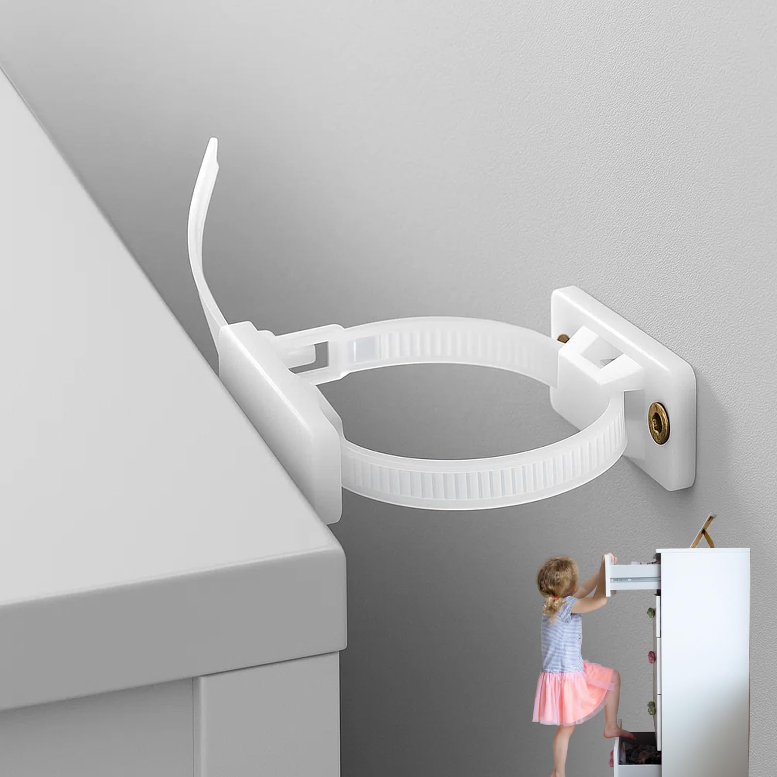 15 Pack Furniture Straps, Baby Proofing Anti Tip Furniture Anchors, Heavy Duty Wall Mounting Kit for Dressers Cabinets