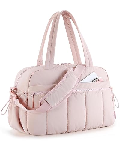 BAGSMART Gym Bag for Women, Duffle Bag for Travel with Wet Pocket, Lightweight Carry on Weekender Duffel, Water Resistant - Pink