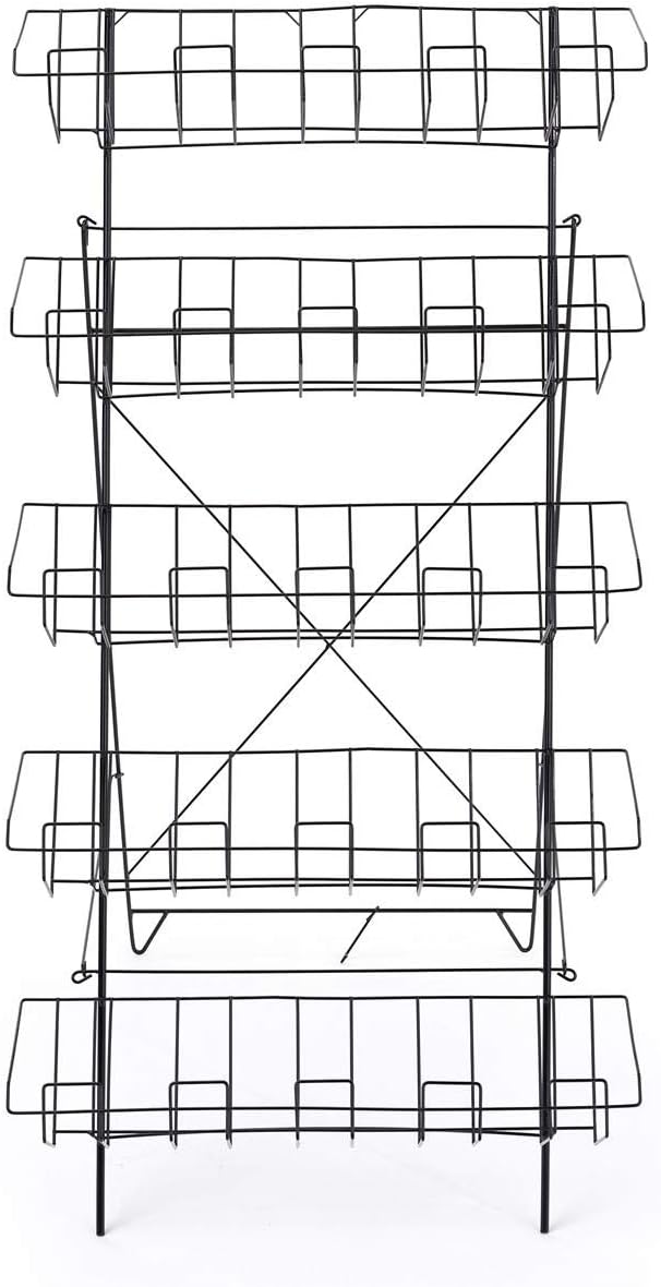Displays2go Set of 2 Floor Standing Magazine Holders - Standing Card Display Rack with Wire Construction, Greeting Card Fixture, Book Display Wire Rack for Retail (WRF5T23)