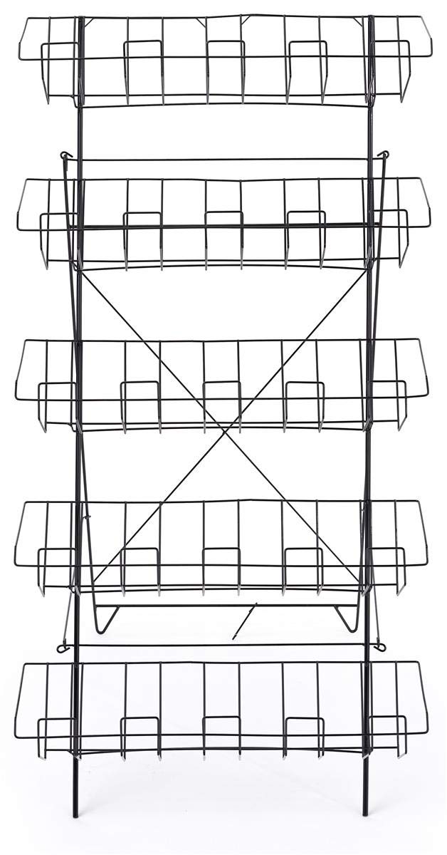 Displays2go 57-Inch Wire Magazine Rack - 20 Pocket Floor Standing Display