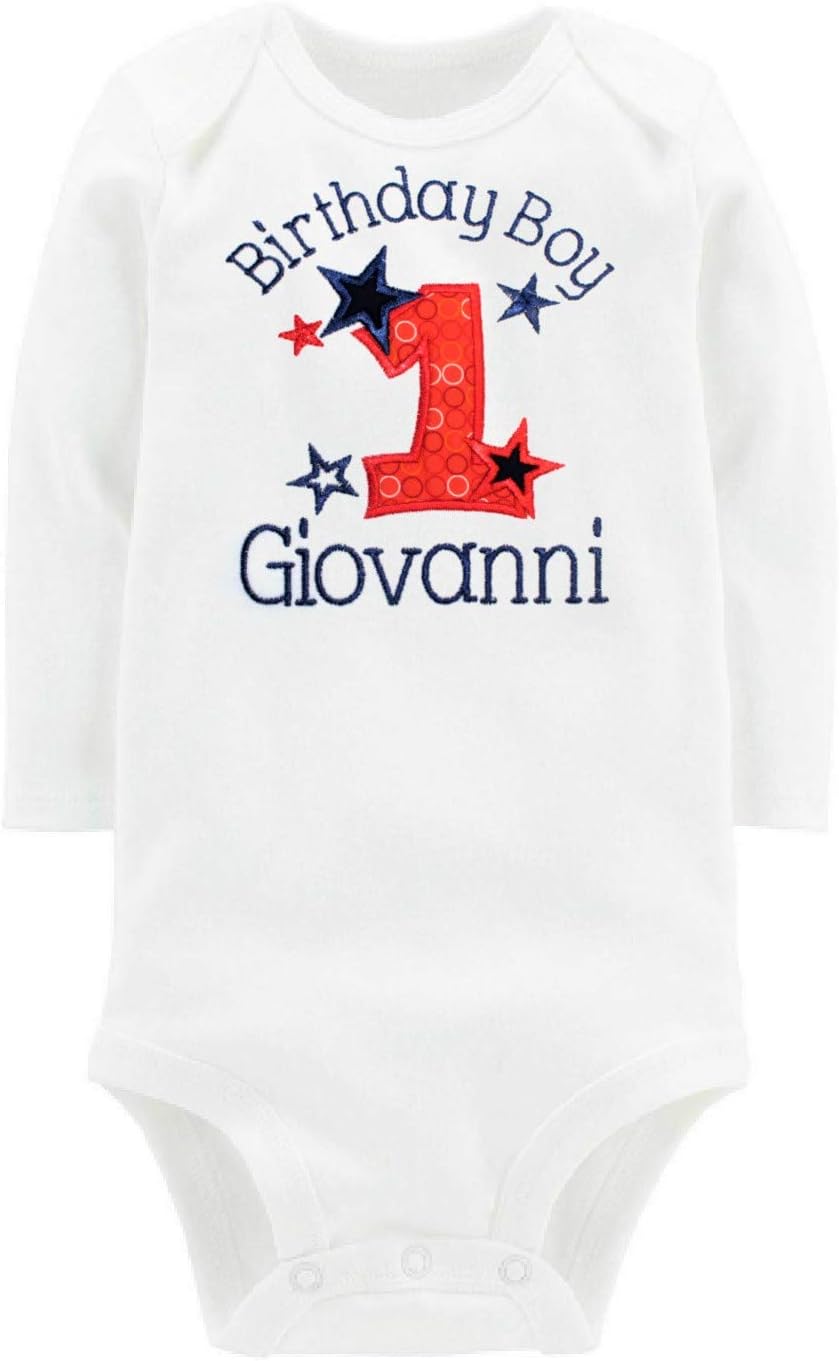 First Birthday Boy Outfit Bodysuit Personalized with Baby Custom Name