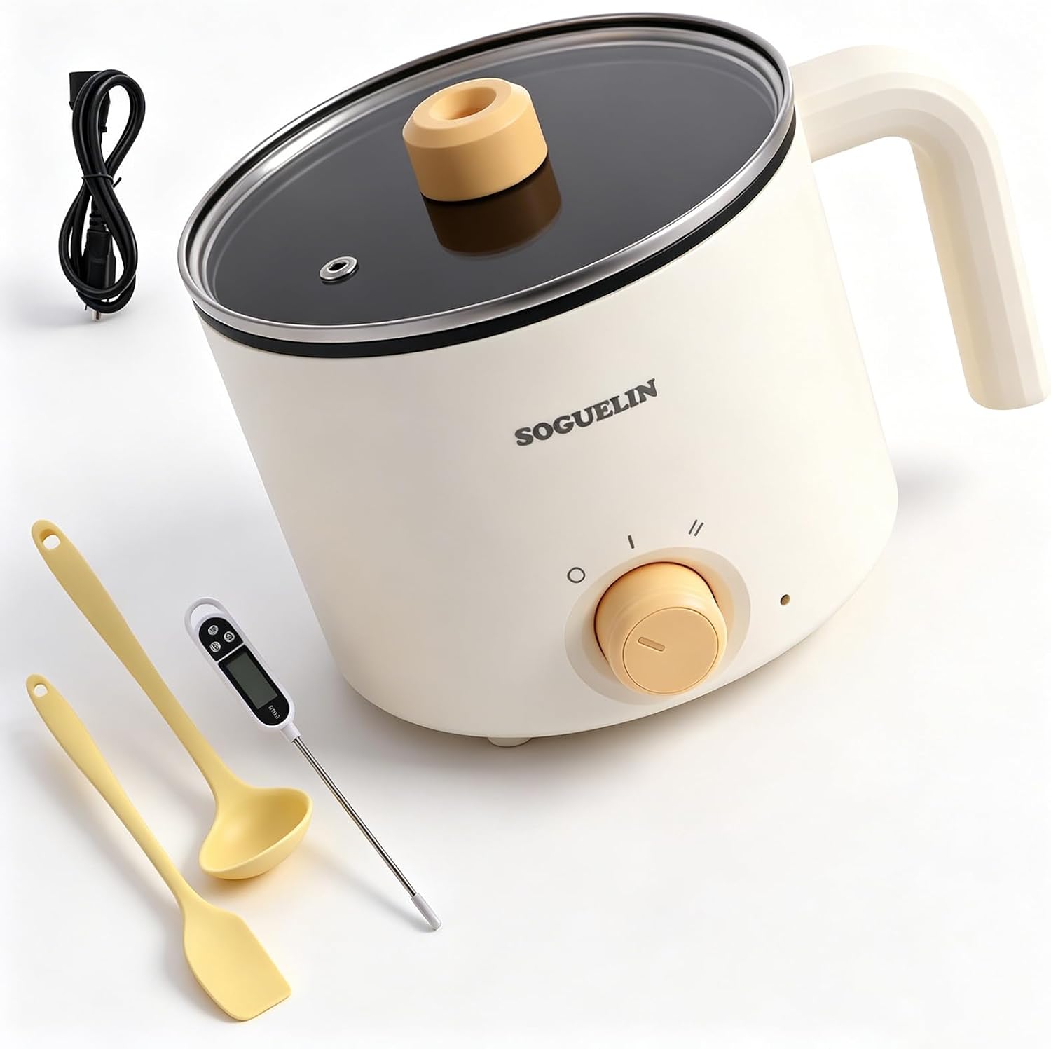 SOGUELIN Candle Wax Melter, 1.5L Electric Wax Melting Pot with Stirring Spoon, Easy to Clean Candle Making Pot for Beginners Home DIY, Ideal for Candle Makers Includes Thermometer
