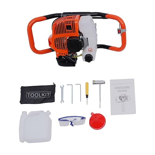 Miniatura 2 de Taladro de tierra para valla, barrenador de gasolina 52cc 2.3HP 2-Stroke Post Hole Digger+Brocas 4 "6" 8 "Barra de un solo cilindro refrigerado por