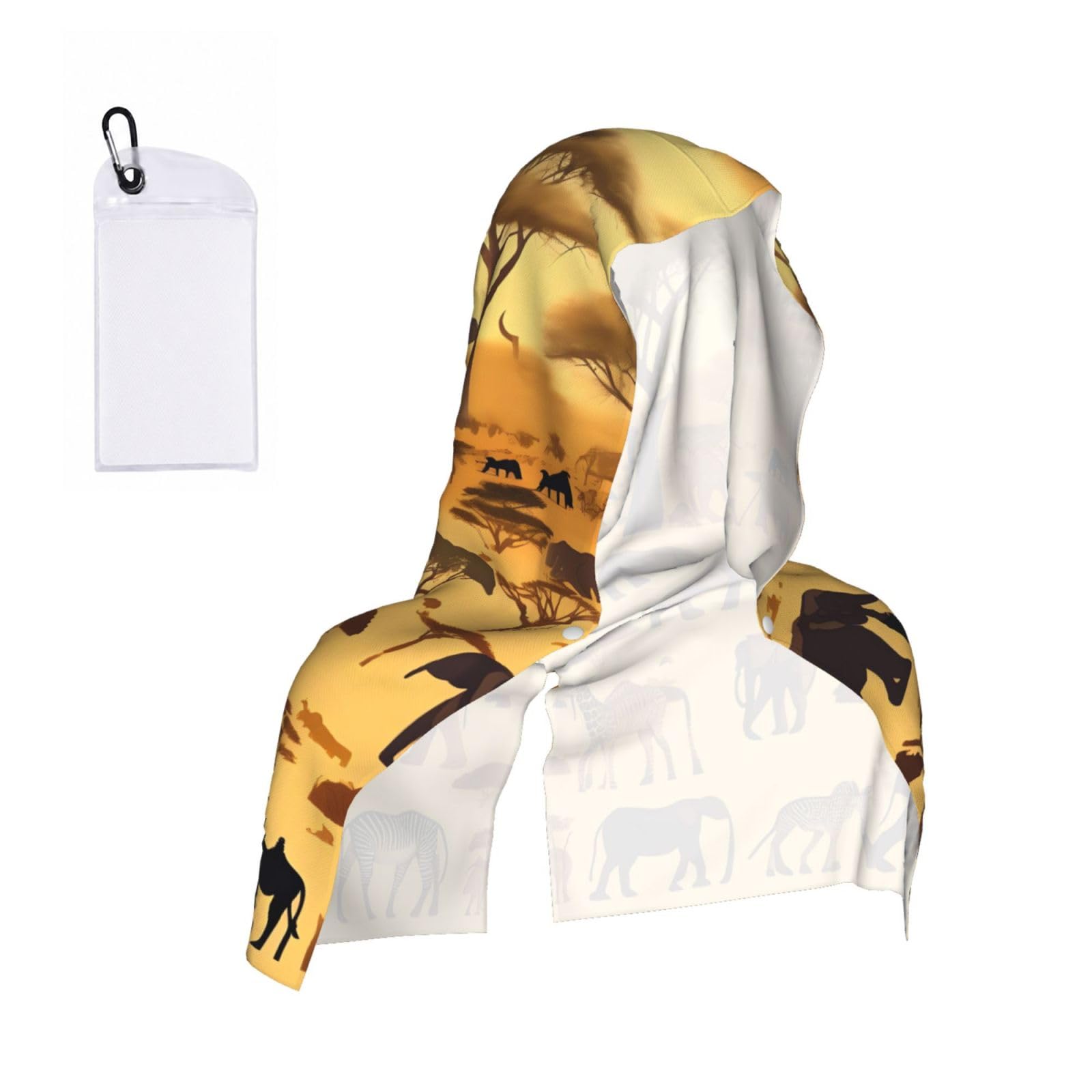 CNTDBU African grassland animals Cooling Towel Hooded-Instant Chill Neck Cover for Sports, UV Cooling Rag for Running Gym