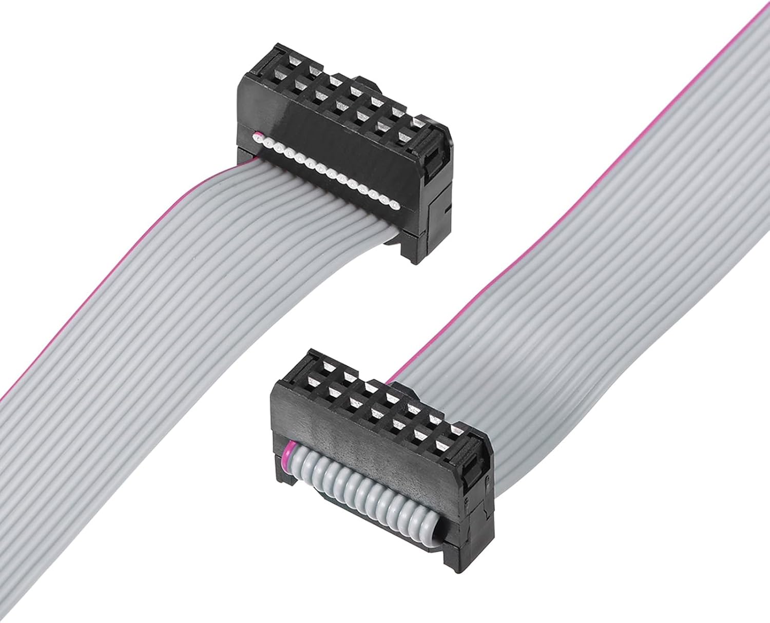 MECCANIXITY 14-Pin 2.54mm Pitch Box Header Connector, IDC Male Sockets with IDC Wire Flat Ribbon Cable Gray 1m