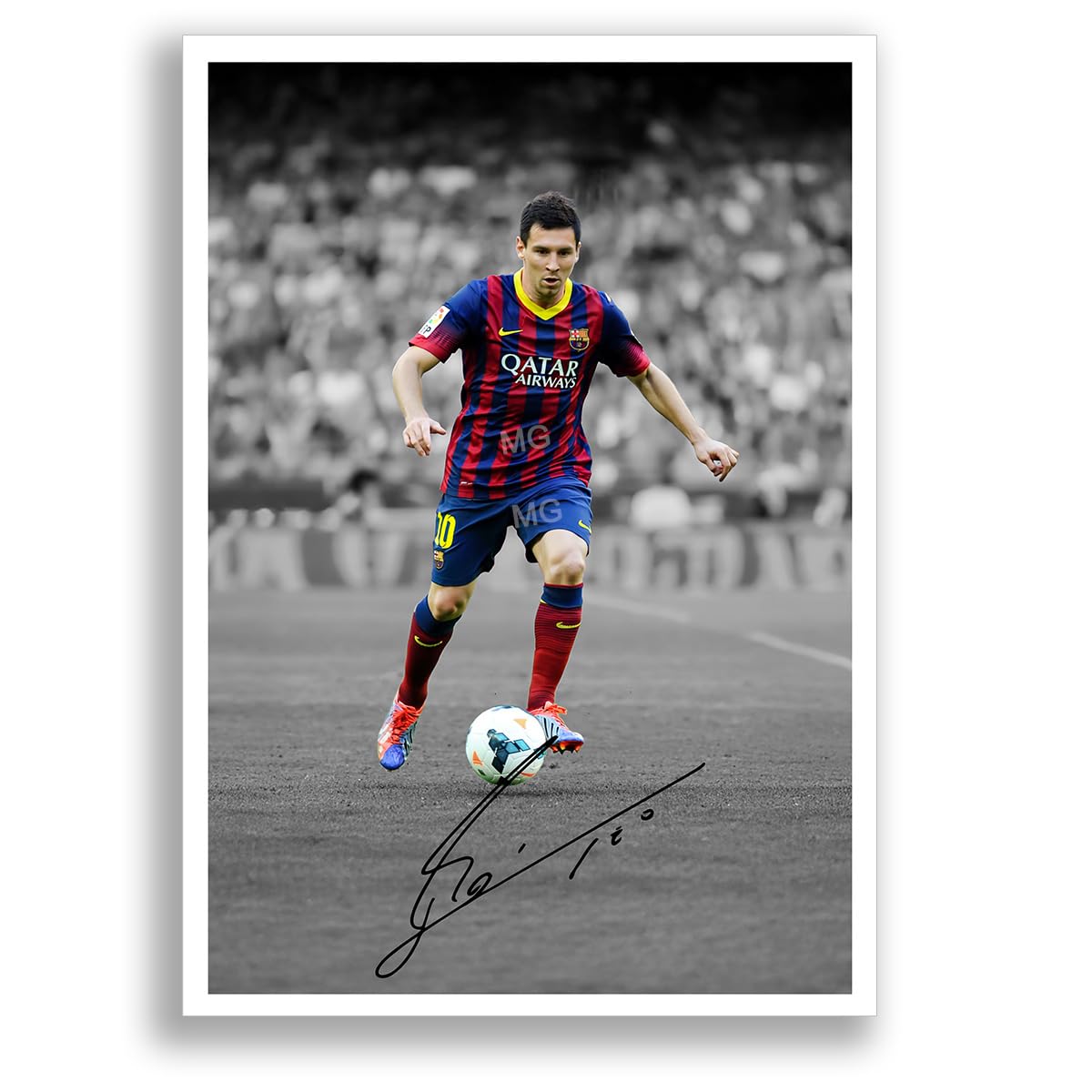 Lionel Messi Barcelona Legend Signed Photo Poster Print Picture Display Framed Autograph Memorabilia for Football Fans Gift Argentina (B&W A3 Poster Only)