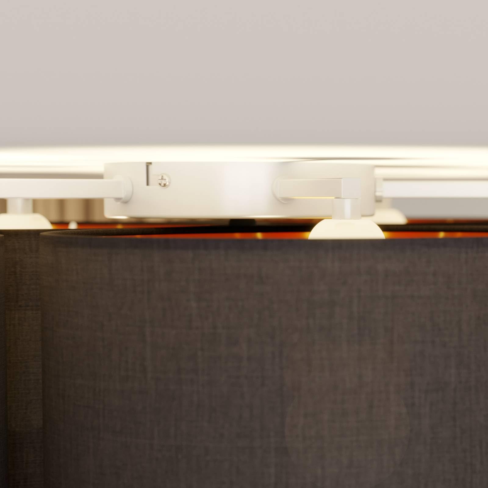 Lindby Stoff Deckenlampe schwarz-gold, 5 Schirme Ø 20 25 28 30 32 cm 5x E27 max. 60W ohne Leuchtmittel Textil Deckenleuchte Wohnzimmerlampe