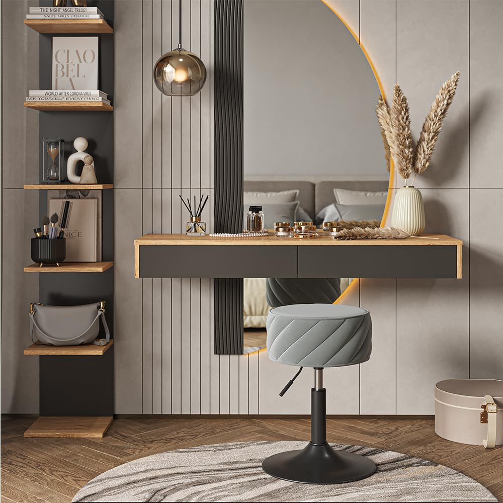 Vicco Taburete Cherio, Gris, 35 x 50.5 cm | apto como asiento para tocador o mesa de maquillaje