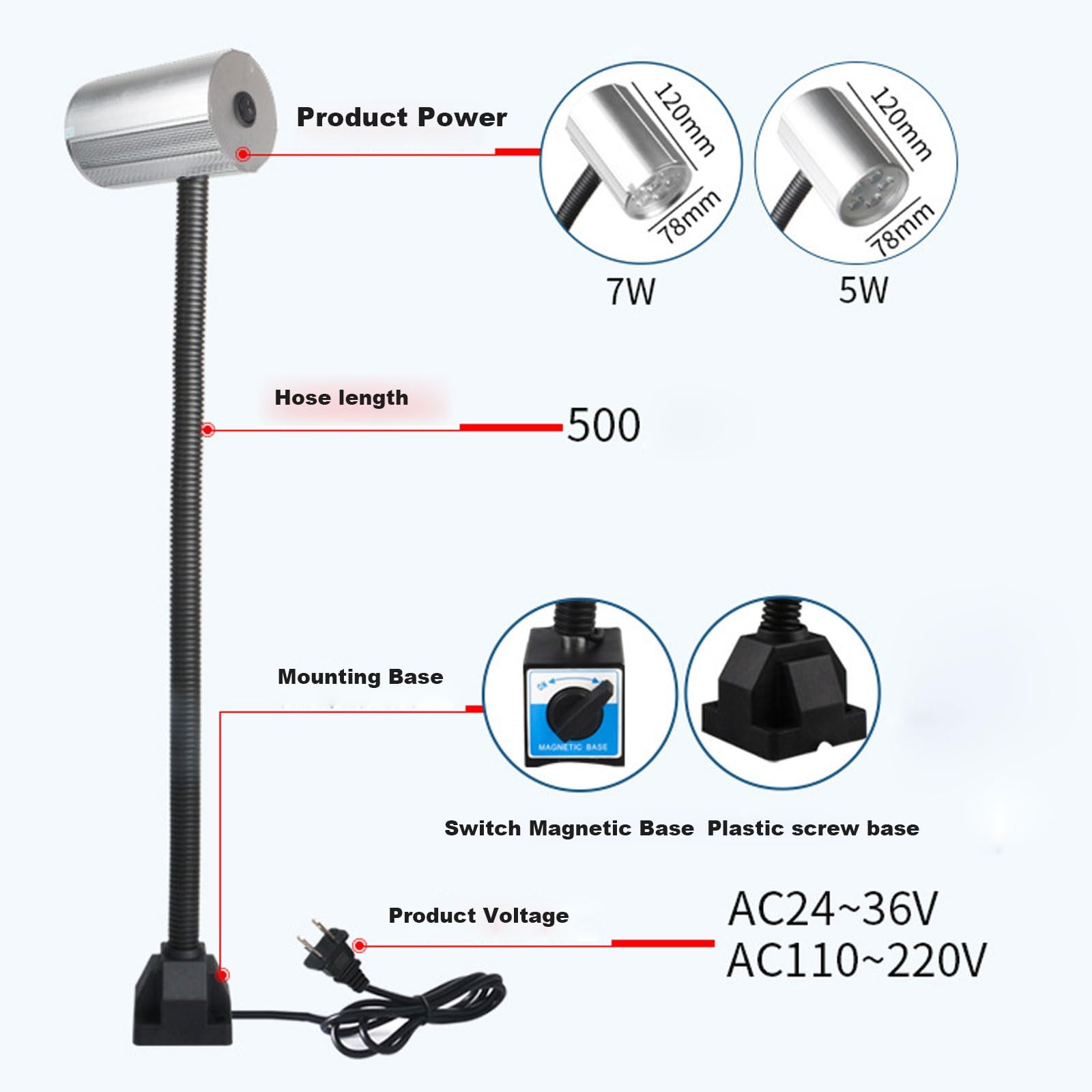 Lampe Magnétique Flexible Col De Cygne 60 LED IP67 - Éclairage Machine Outil Et Atelier Industriel
