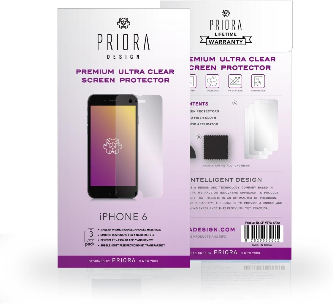 Priora Design iPhone 6 Premium Ultra Clear Screen Protector - 3 Pack