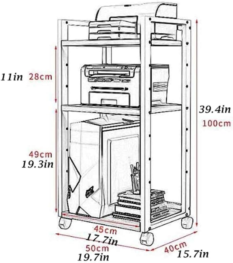 プリンター台 キャスター付き [W60*D50*H70cm] パソコンラック 中棚高さ9段階調節 両側取っ手付き pcワゴン オーディオラック デスク下 収納棚 木製 袖机 スリム : TTWO - 通販 - Yahoo!ショッピング